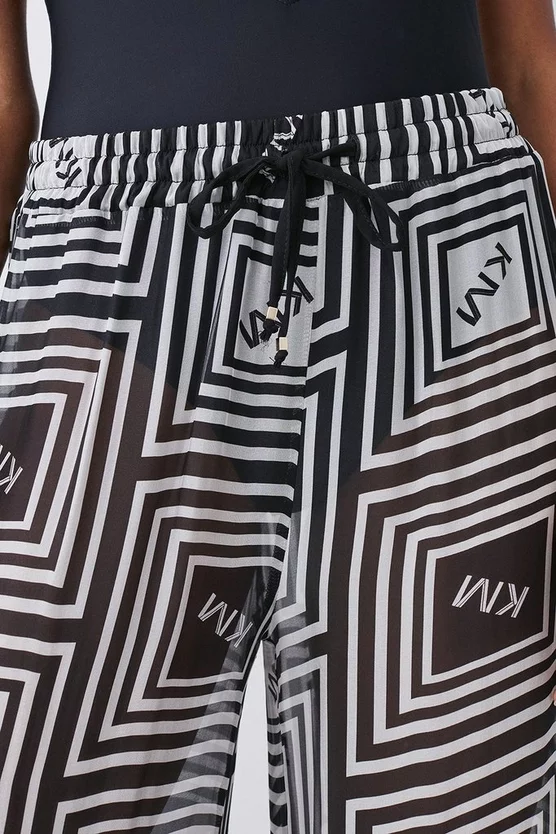 Promo 😍 Karen Millen Silk Viscose Km Logo Wide Leg Beach Trouser - mono ❤️ 4 Promo 😍 Karen Millen Silk Viscose Km Logo Wide Leg Beach Trouser - mono ❤️ - Image 2