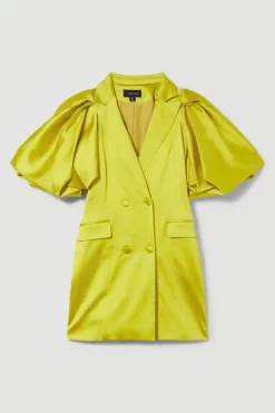Best Sale 🥰 Karen Millen Italian Structured Satin Statement Sleeve Double Breasted Mini 👗 Dress ⭐ 12 Best Sale 🥰 Karen Millen Italian Structured Satin Statement Sleeve Double Breasted Mini 👗 Dress ⭐ -Karen Millen Outlet store bkk08636 lime20yellow xl 3