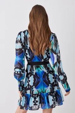 Brand new 😍 Karen Millen Mirrored Kaleidoscope Belted Mini 👗 Dress - blue 😍 -Karen Millen Outlet store bkk08650 blue xl 2