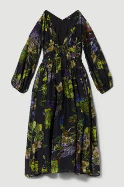Coupon 🛒 Karen Millen Silk Cotton Botanical Floral Woven Maxi 👗 Dress 🛒 -Karen Millen Outlet store bkk08653 floral xl 3