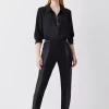 Best Pirce 🥰 Karen Millen Ponte & Faux Leather Zip Detail Jodhpur Leggings ⭐ -Karen Millen Outlet store bkk08657 black xl