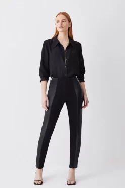Best Pirce 🥰 Karen Millen Ponte & Faux Leather Zip Detail Jodhpur Leggings ⭐