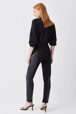 Best Pirce 🥰 Karen Millen Ponte & Faux Leather Zip Detail Jodhpur Leggings ⭐ -Karen Millen Outlet store bkk08657 black xl 2