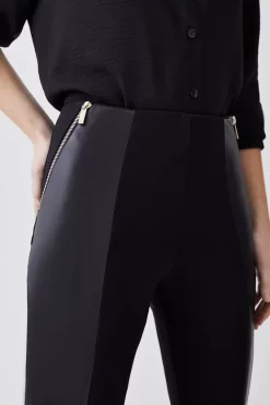Best Pirce 🥰 Karen Millen Ponte & Faux Leather Zip Detail Jodhpur Leggings ⭐ -Karen Millen Outlet store bkk08657 black xl 4