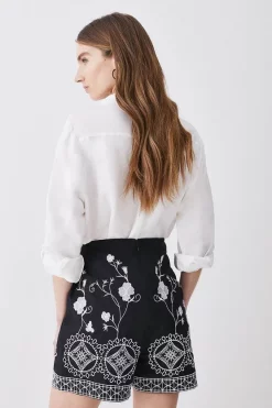 Cheapest 😀 Karen Millen Floral & Geo Embroidered Woven Short 👏 -Karen Millen Outlet store bkk08661 mono xl 2