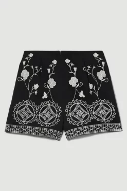 Cheapest 😀 Karen Millen Floral & Geo Embroidered Woven Short 👏 -Karen Millen Outlet store bkk08661 mono xl 3