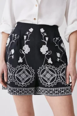 Cheapest 😀 Karen Millen Floral & Geo Embroidered Woven Short 👏 -Karen Millen Outlet store bkk08661 mono xl 4