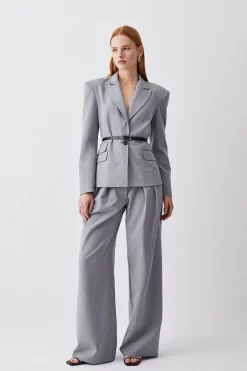 Hot Sale ๐ Karen Millen Tailored Wide Leg Trouser - grey marl ๐