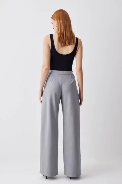 Hot Sale 👏 Karen Millen Tailored Wide Leg Trouser - grey marl 🌟 -Karen Millen Outlet store bkk08668 grey20marl xl 2