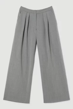 Hot Sale 👏 Karen Millen Tailored Wide Leg Trouser - grey marl 🌟 -Karen Millen Outlet store bkk08668 grey20marl xl 3