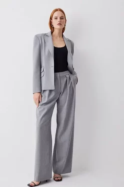Hot Sale 👏 Karen Millen Tailored Wide Leg Trouser - grey marl 🌟 -Karen Millen Outlet store bkk08668 grey20marl xl 4