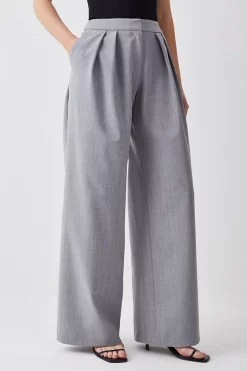 Hot Sale 👏 Karen Millen Tailored Wide Leg Trouser - grey marl 🌟 -Karen Millen Outlet store bkk08668 grey20marl xl 5