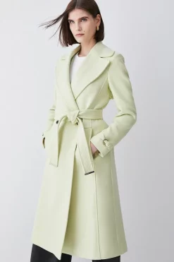 Cheap ๐ Karen Millen Italian Virgin Wool Belted Collared ๐งฅ Coat ๐