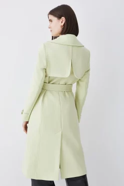 Cheap 😀 Karen Millen Italian Virgin Wool Belted Collared 🧥 Coat 🎁 -Karen Millen Outlet store bkk08670 chartreuse xl 2