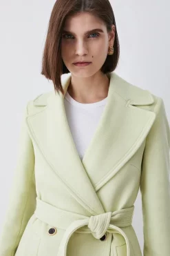 Cheap 😀 Karen Millen Italian Virgin Wool Belted Collared 🧥 Coat 🎁 -Karen Millen Outlet store bkk08670 chartreuse xl 4