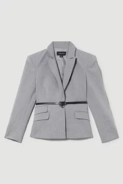 Buy ๐ Karen Millen Strong Shoulder Tailored Belted Single Breasted Jacket - grey marl ๐ 11 Buy ๐ Karen Millen Strong Shoulder Tailored Belted Single Breasted Jacket - grey marl ๐ -Karen Millen Outlet store bkk08673 grey20marl xl 3