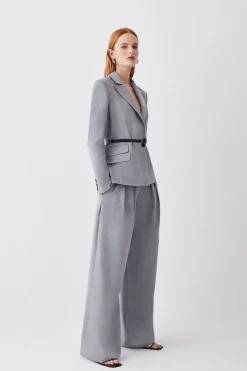 Buy ๐ Karen Millen Strong Shoulder Tailored Belted Single Breasted Jacket - grey marl ๐ 12 Buy ๐ Karen Millen Strong Shoulder Tailored Belted Single Breasted Jacket - grey marl ๐ -Karen Millen Outlet store bkk08673 grey20marl xl 4