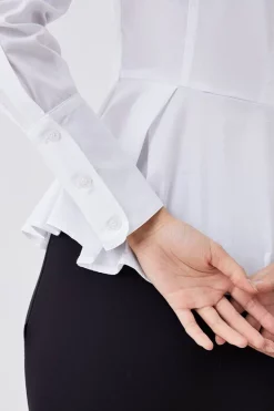 Deals ✨ Karen Millen Peplum Hem V Neck Tailored 👚 Shirt - white ✔️ -Karen Millen Outlet store bkk08715 white xl 4