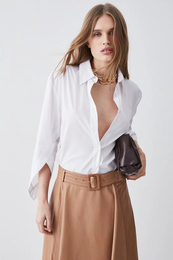Wholesale 👏 Karen Millen Button Sleeve Detail Tailored 👕 Shirt - white ⌛ 4 Wholesale 👏 Karen Millen Button Sleeve Detail Tailored 👕 Shirt - white ⌛ - Image 2