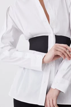 Discount ⭐ Karen Millen Cinched Waist Tailored 👕 Shirt - white 🔥 -Karen Millen Outlet store bkk08717 white xl 4
