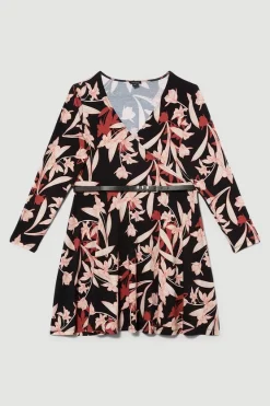 Top 10 👍 Karen Millen Plus Size Belted Viscose Blend Long Sleeve Jersey Mini 👗 Dress 🛒 -Karen Millen Outlet store bkk08759 floral xl 3
