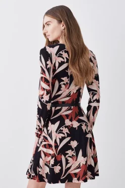 Cheap 🎉 Karen Millen Belted Viscose Blend Long Sleeve Jersey Mini 👗 Dress 🎉 -Karen Millen Outlet store bkk08767 floral xl 2