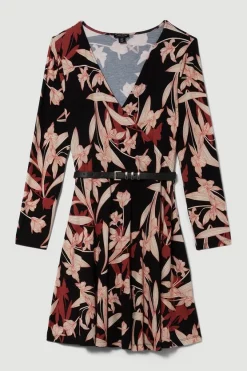 Cheap 🎉 Karen Millen Belted Viscose Blend Long Sleeve Jersey Mini 👗 Dress 🎉 -Karen Millen Outlet store bkk08767 floral xl 3