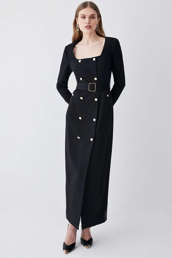 Outlet ๐งจ Karen Millen Compact Viscose Tux Sleeved Belted Maxi ๐ Dress - black ๐ 3 Outlet ๐งจ Karen Millen Compact Viscose Tux Sleeved Belted Maxi ๐ Dress - black ๐