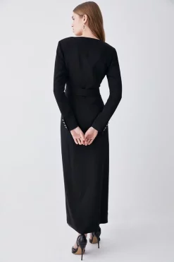 Outlet ๐งจ Karen Millen Compact Viscose Tux Sleeved Belted Maxi ๐ Dress - black ๐ 10 Outlet ๐งจ Karen Millen Compact Viscose Tux Sleeved Belted Maxi ๐ Dress - black ๐ -Karen Millen Outlet store bkk08810 black xl 2