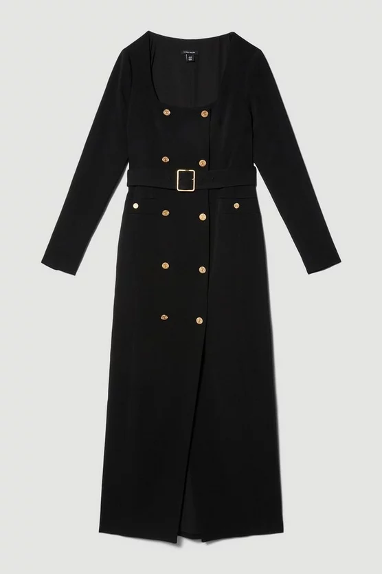Outlet ๐งจ Karen Millen Compact Viscose Tux Sleeved Belted Maxi ๐ Dress - black ๐ 6 Outlet ๐งจ Karen Millen Compact Viscose Tux Sleeved Belted Maxi ๐ Dress - black ๐ - Image 4