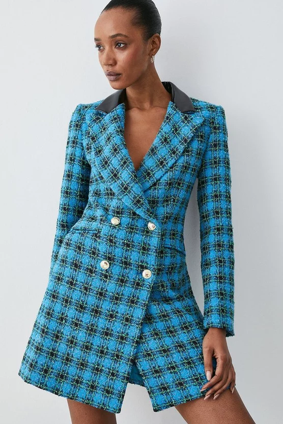 Budget ๐ Karen Millen Italian Check Boucle Tailored Tux Mini ๐ Dress ๐ 4 Budget ๐ Karen Millen Italian Check Boucle Tailored Tux Mini ๐ Dress ๐ - Image 2