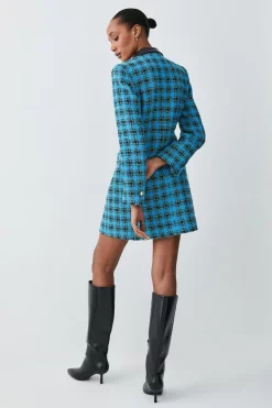 Budget ๐ Karen Millen Italian Check Boucle Tailored Tux Mini ๐ Dress ๐ 11 Budget ๐ Karen Millen Italian Check Boucle Tailored Tux Mini ๐ Dress ๐ -Karen Millen Outlet store bkk08811 blue xl 2