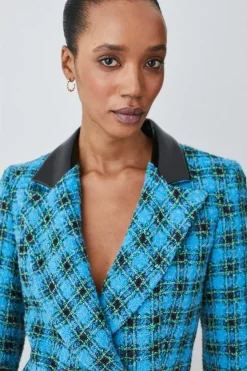Budget ๐ Karen Millen Italian Check Boucle Tailored Tux Mini ๐ Dress ๐ 13 Budget ๐ Karen Millen Italian Check Boucle Tailored Tux Mini ๐ Dress ๐ -Karen Millen Outlet store bkk08811 blue xl 4