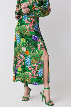 Best deal 🤩 Karen Millen Spring Floral Buttoned Midi 👗 Skirt - 🌞 summer green 🔔 -Karen Millen Outlet store bkk08871 summer20green xl 4
