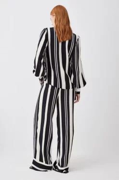 Hot Sale 👏 Karen Millen Mixed Stripe Woven Wide Leg Trouser - mono 👏 10 Hot Sale 👏 Karen Millen Mixed Stripe Woven Wide Leg Trouser - mono 👏 -Karen Millen Outlet store bkk08873 mono xl 2