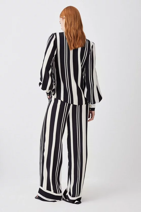 Hot Sale 👏 Karen Millen Mixed Stripe Woven Wide Leg Trouser - mono 👏 5 Hot Sale 👏 Karen Millen Mixed Stripe Woven Wide Leg Trouser - mono 👏 - Image 3