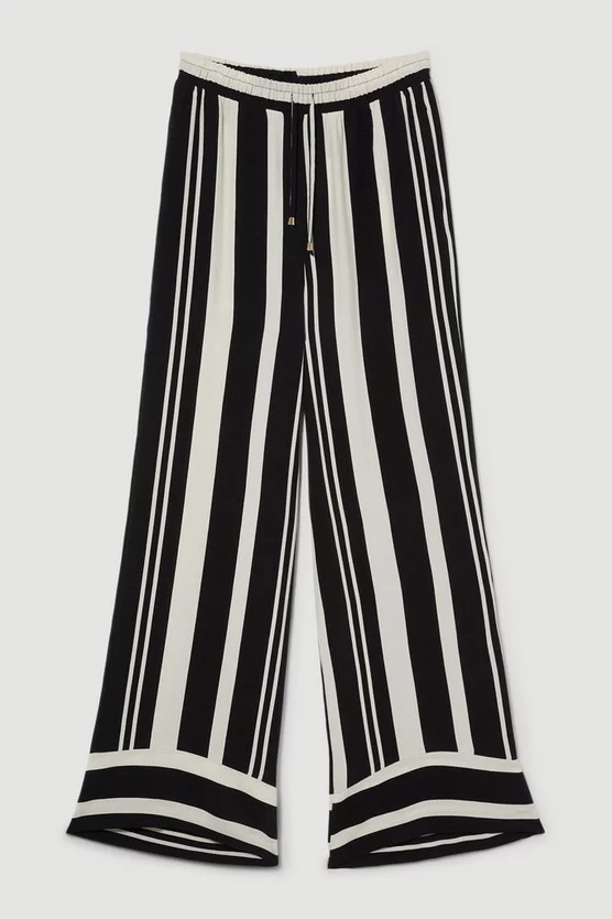 Hot Sale 👏 Karen Millen Mixed Stripe Woven Wide Leg Trouser - mono 👏 6 Hot Sale 👏 Karen Millen Mixed Stripe Woven Wide Leg Trouser - mono 👏 - Image 4
