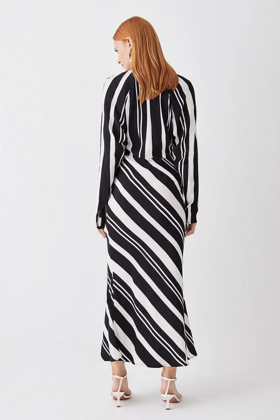 Best deal ✔️ Karen Millen Mixed Stripe Collared Batwing Midi 👗 Dress - mono 👏 5 Best deal ✔️ Karen Millen Mixed Stripe Collared Batwing Midi 👗 Dress - mono 👏 - Image 3