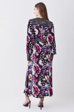 Brand new 🔔 Karen Millen Butterfly Print Plunge Neck Woven Midi 👗 Dress - purple 👍 9 Brand new 🔔 Karen Millen Butterfly Print Plunge Neck Woven Midi 👗 Dress - purple 👍 -Karen Millen Outlet store bkk08877 purple xl 2