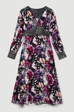 Brand new 🔔 Karen Millen Butterfly Print Plunge Neck Woven Midi 👗 Dress - purple 👍 10 Brand new 🔔 Karen Millen Butterfly Print Plunge Neck Woven Midi 👗 Dress - purple 👍 -Karen Millen Outlet store bkk08877 purple xl 3