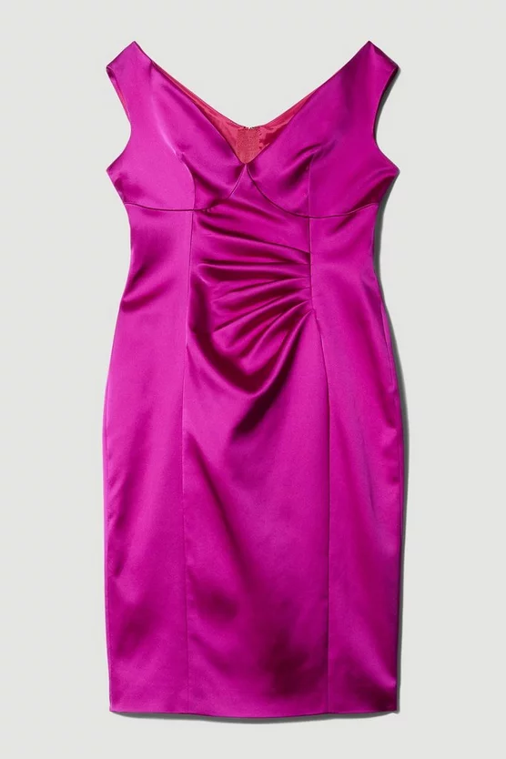 Best deal 👍 Karen Millen Petite Italian Structured Satin Off The Shoulder Pencil Midi 👗 Dress - magenta ⭐ 6 Best deal 👍 Karen Millen Petite Italian Structured Satin Off The Shoulder Pencil Midi 👗 Dress - magenta ⭐ - Image 4