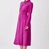 Hot Sale ⭐ Karen Millen Petite Soft Tailored Pleat Panel Sleeved Belted Midi 👗 Dress 😉 -Karen Millen Outlet store bkk08919 purple xl