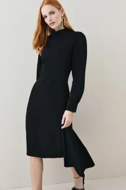 Cheap โ๏ธ Karen Millen Petite Soft Tailored High Low Sleeved Midi ๐ Dress ๐