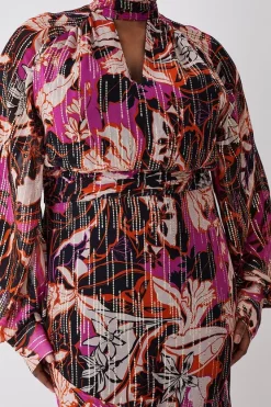 Promo ⌛ Karen Millen Plus Size Metallic Iridescent Column Midi 👗 Dress - pink 🤩 -Karen Millen Outlet store bkk08988 pink xl 4