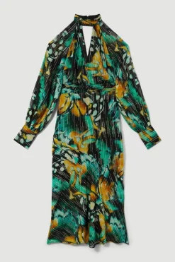 Top 10 ✨ Karen Millen Petite Metallic Iridescent Column Midi 👗 Dress ✔️ -Karen Millen Outlet store bkk08991 green xl 3