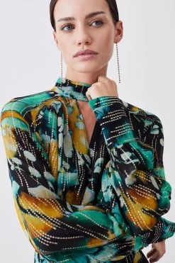 Top 10 ✨ Karen Millen Petite Metallic Iridescent Column Midi 👗 Dress ✔️ -Karen Millen Outlet store bkk08991 green xl 4