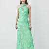 Cheap 💯 Karen Millen Tall Metallic Iridescent Column Midi 👗 Dress - green ✨ -Karen Millen Outlet store bkk08992 green xl