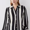 Wholesale 🌟 Karen Millen Mixed Stripe Woven 👕 Shirt - mono 👍 -Karen Millen Outlet store bkk09103 mono xl