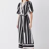 Brand new ✔️ Karen Millen Mixed Stripe Short Sleeve Jumpsuit - mono 🔔 1 Brand new ✔️ Karen Millen Mixed Stripe Short Sleeve Jumpsuit - mono 🔔 -Karen Millen Outlet store bkk09109 mono xl