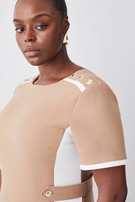 Wholesale 🥰 Karen Millen Plus Size Compact Stretch Contrast Panel Midi Pencil 👗 Dress - camel 🎉 7 Wholesale 🥰 Karen Millen Plus Size Compact Stretch Contrast Panel Midi Pencil 👗 Dress - camel 🎉 - Image 5